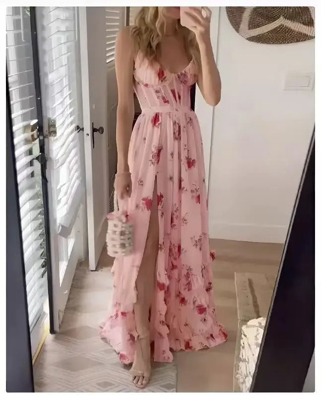 Ellenah | Women’s Floral Corset Top Maxi Dress