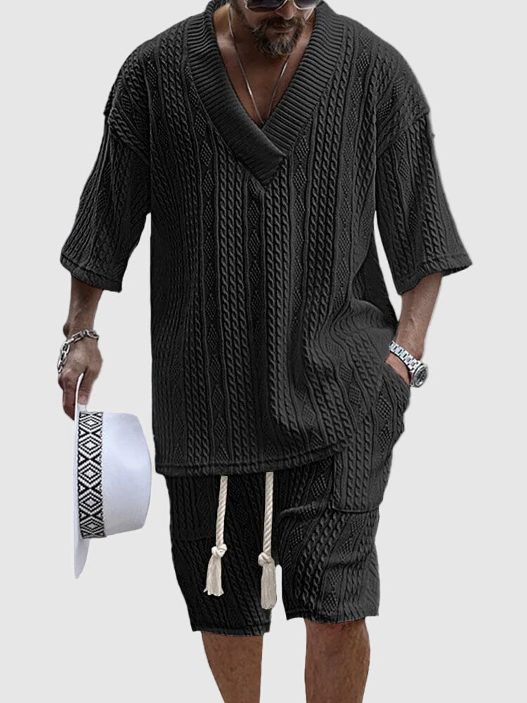 Jovan | Men’s Knit V-Neck Short Sleeve Set