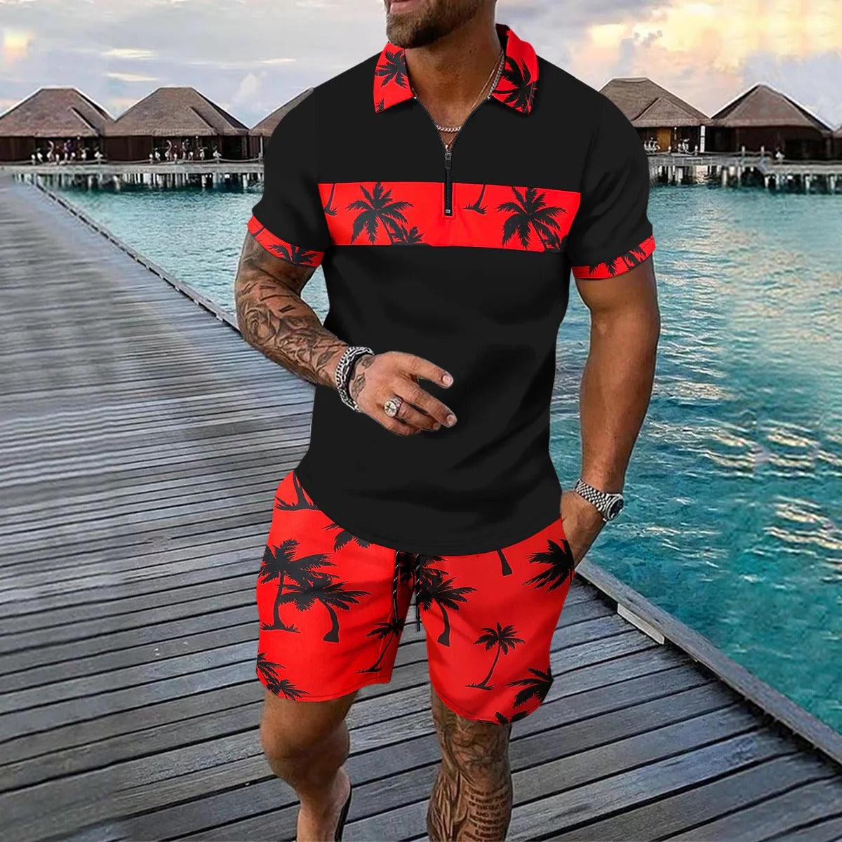 Pascal | Men’s Short Sleeve Palm Print Set