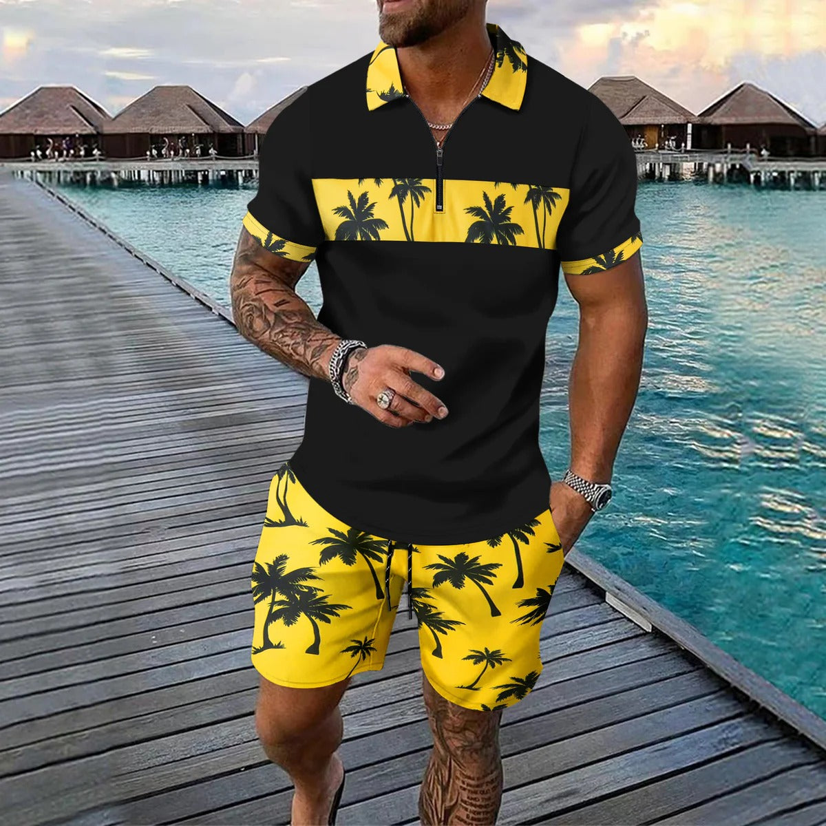 Pascal | Men’s Short Sleeve Palm Print Set