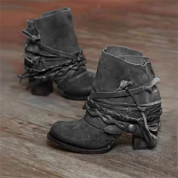 Monika | Women’s Ankle Heeled Wrap Strap Boots