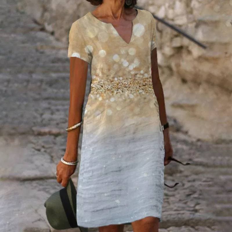 Celeste | Women’s Linen Short Sleeve Midi Dress