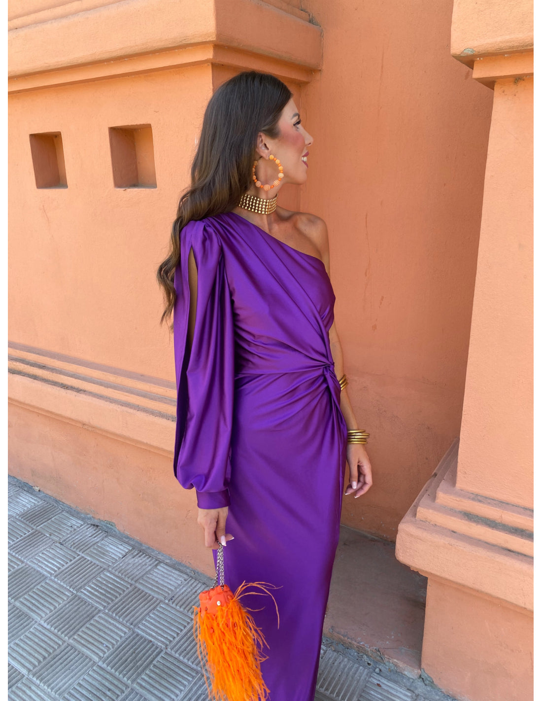 Berenice | Women’s One Shoulder Long Sleeve Midi Dress