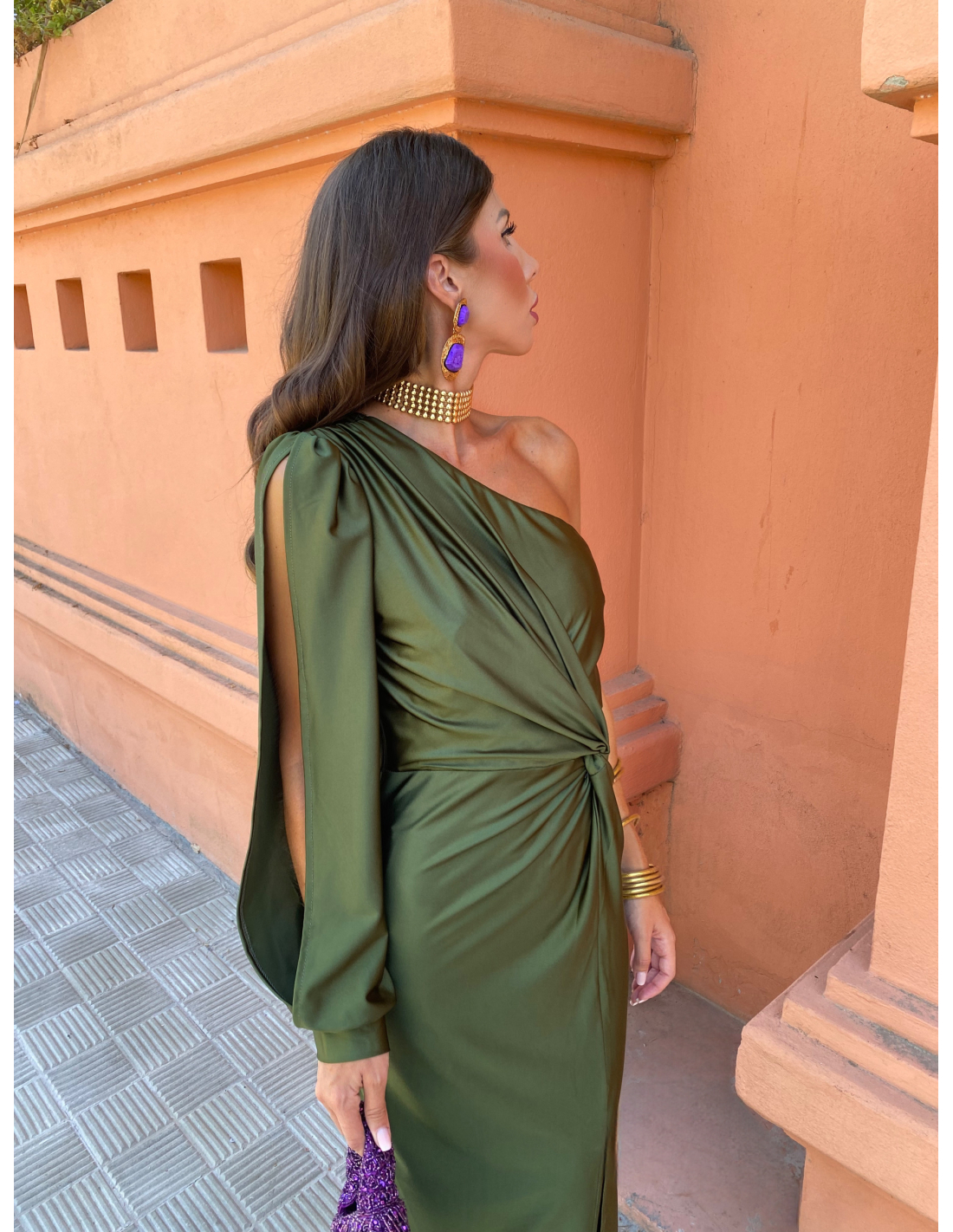 Berenice | Women’s One Shoulder Long Sleeve Midi Dress