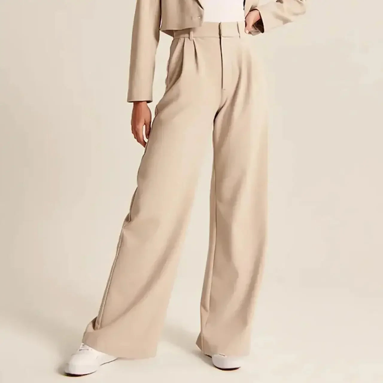 Alessia | Women Soft Wool Blend Wide-Leg Pants