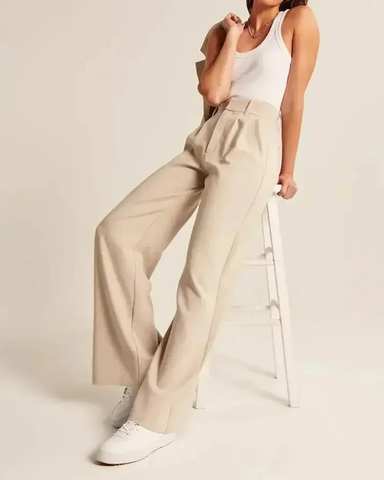 Alessia | Women Soft Wool Blend Wide-Leg Pants